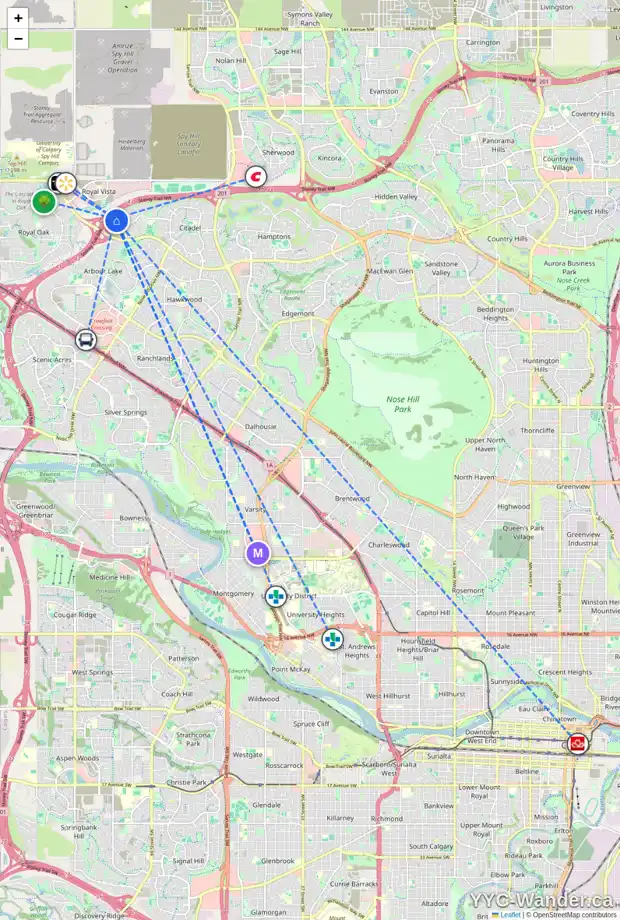 Daily accessibility map for 42 CITADEL FOREST PL NW, Calgary showing nearby schools, grocery stores, parks, LRT stations and nearby amenities