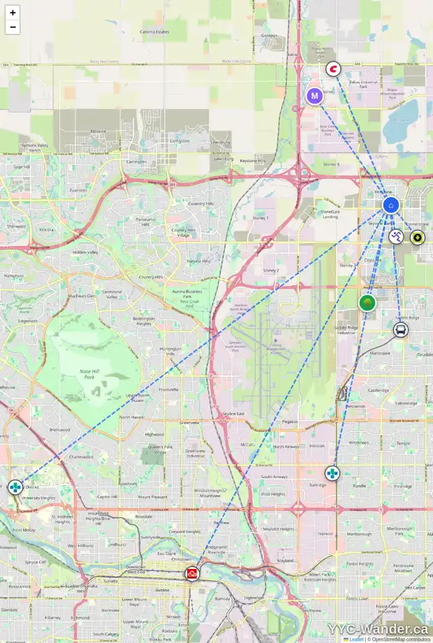 Daily accessibility map for 7 RED EMBERS LN NE, Calgary showing nearby schools, grocery stores, parks, LRT stations and nearby amenities