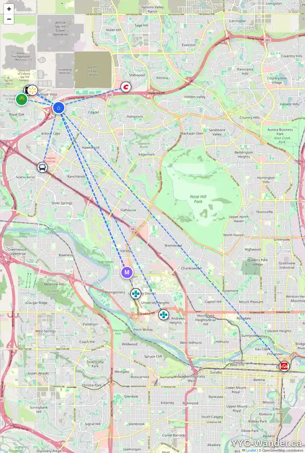 Daily accessibility map for 31 CITADEL ACRES PL NW, Calgary showing nearby schools, grocery stores, parks, LRT stations and nearby amenities