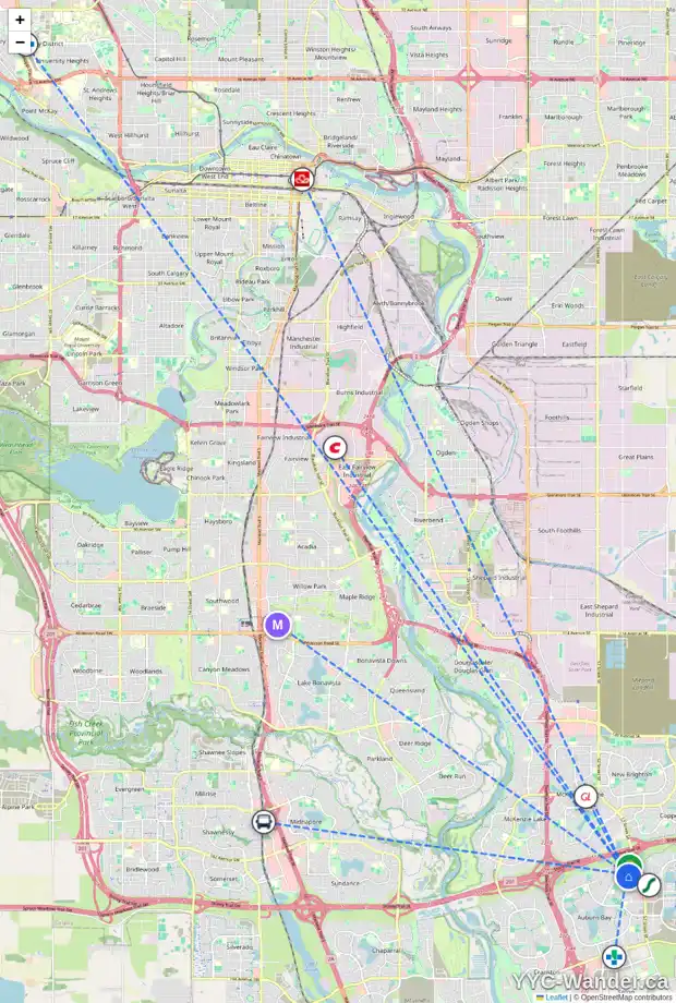 Daily accessibility map for 119 AUBURN MEADOWS PL SE, Calgary showing nearby schools, grocery stores, parks, LRT stations and nearby amenities