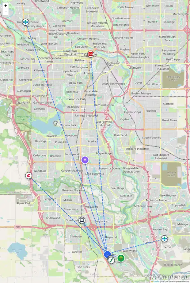 Daily accessibility map for 107 WALDEN HT SE, Calgary showing nearby schools, grocery stores, parks, LRT stations and nearby amenities