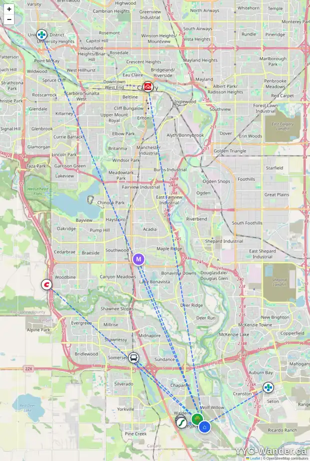 Daily accessibility map for 104 LEGACY VW SE, Calgary showing nearby schools, grocery stores, parks, LRT stations and nearby amenities