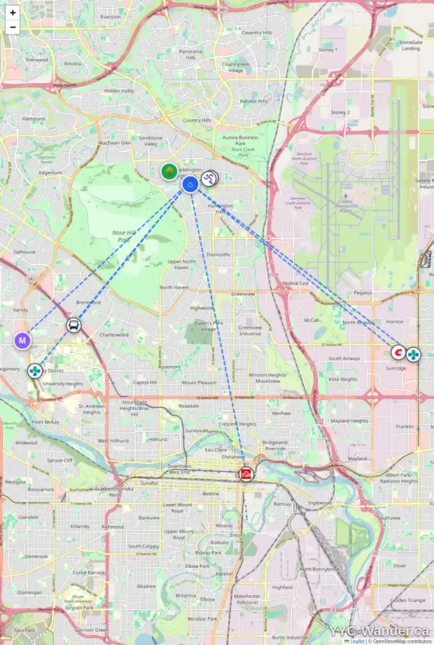 Daily accessibility map for 467 BERKLEY CR NW, Calgary showing nearby schools, grocery stores, parks, LRT stations and nearby amenities