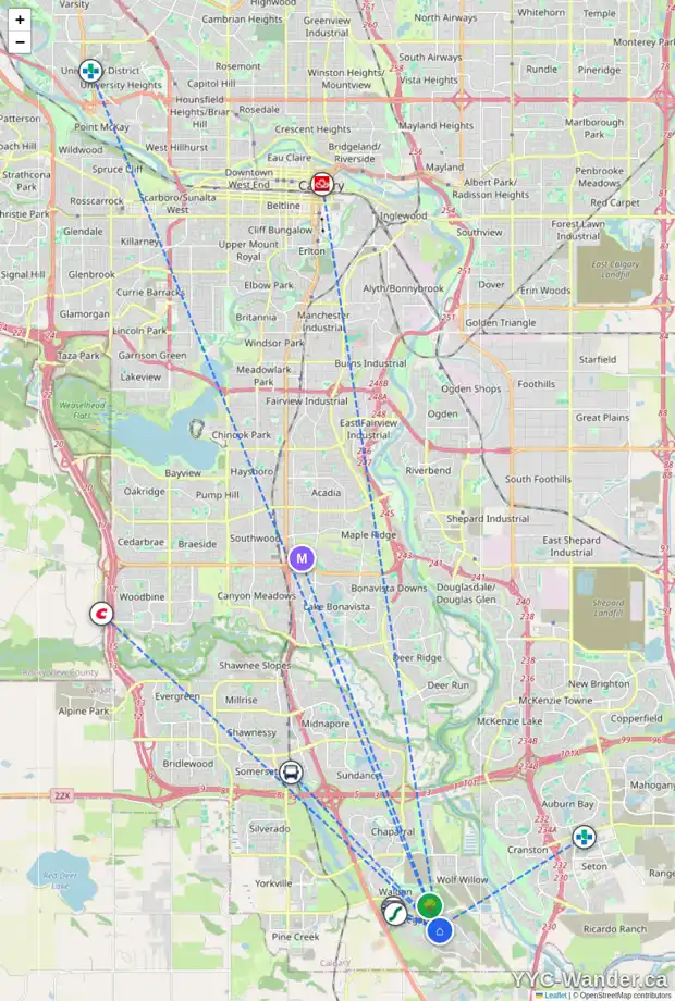 Daily accessibility map for 98 LEGACY LD SE, Calgary showing nearby schools, grocery stores, parks, LRT stations and nearby amenities
