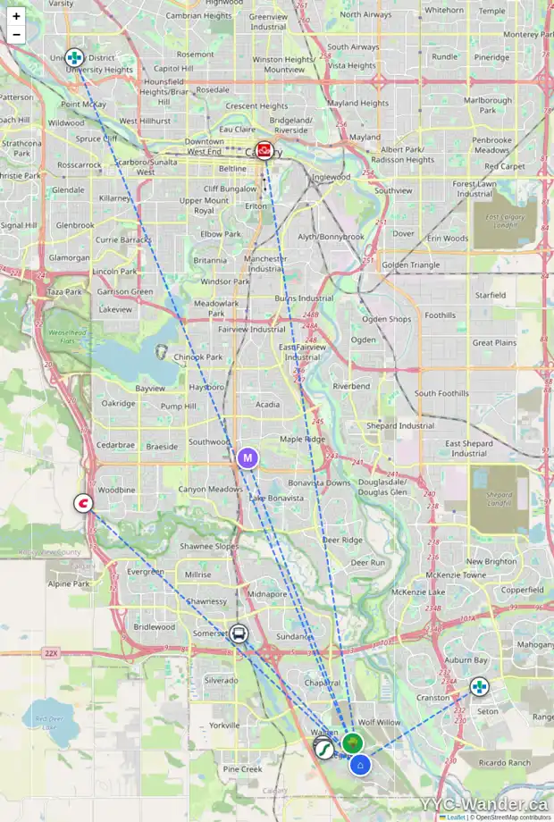 Daily accessibility map for 85 LEGACY LD SE, Calgary showing nearby schools, grocery stores, parks, LRT stations and nearby amenities