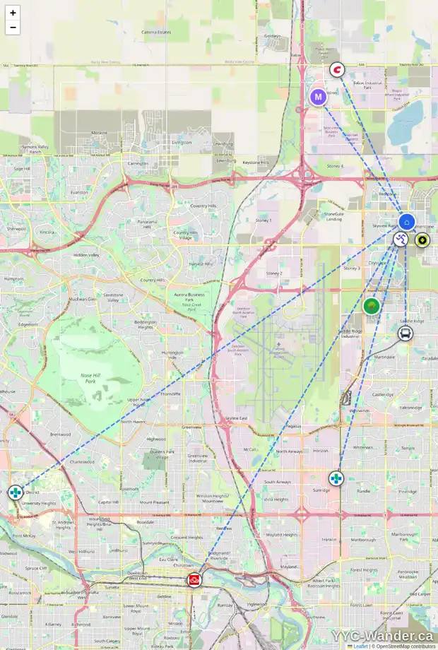 Daily accessibility map for 816 SKYVIEW RANCH GV NE, Calgary showing nearby schools, grocery stores, parks, LRT stations and nearby amenities