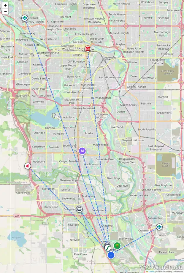 Daily accessibility map for 377 LEGACY VILLAGE WY SE, Calgary showing nearby schools, grocery stores, parks, LRT stations and nearby amenities
