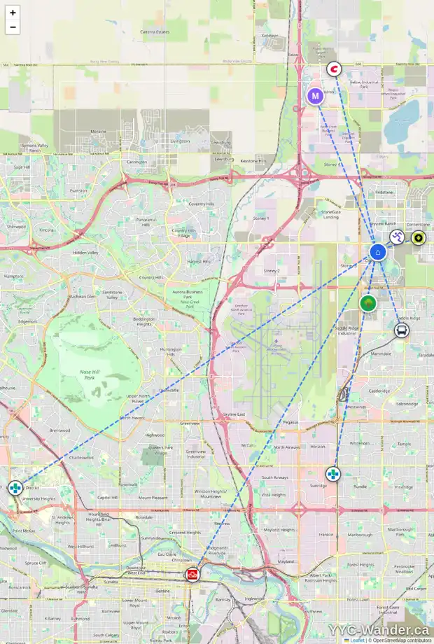 Daily accessibility map for 160 CITYSCAPE TC NE, Calgary showing nearby schools, grocery stores, parks, LRT stations and nearby amenities