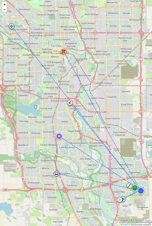 Daily accessibility map for 378 MASTERS AV SE, Calgary showing nearby schools, grocery stores, parks, LRT stations and nearby amenities