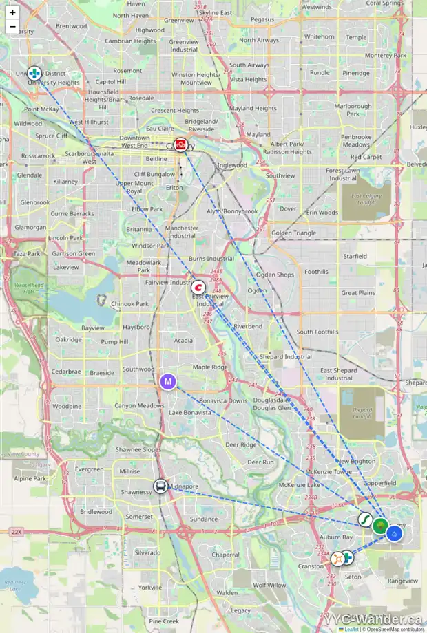 Daily accessibility map for 143 MASTERS WY SE, Calgary showing nearby schools, grocery stores, parks, LRT stations and nearby amenities