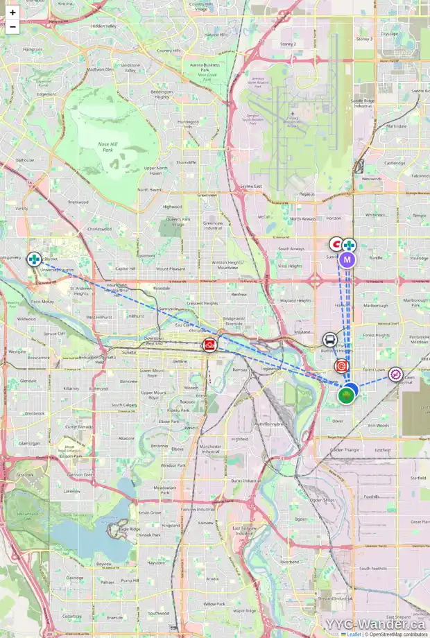 Daily accessibility map for 2526 SABLE DR SE, Calgary showing nearby schools, grocery stores, parks, LRT stations and nearby amenities