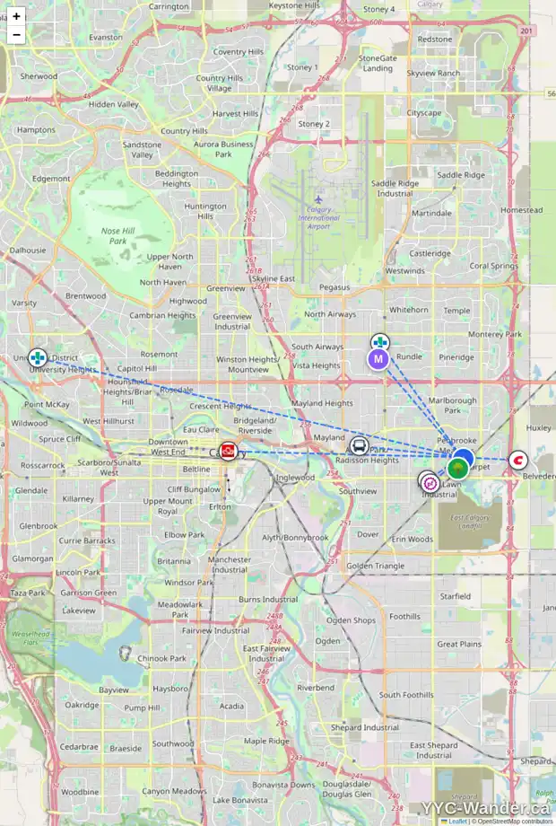 Daily accessibility map for 1211 PENEDO CR SE, Calgary showing nearby schools, grocery stores, parks, LRT stations and nearby amenities