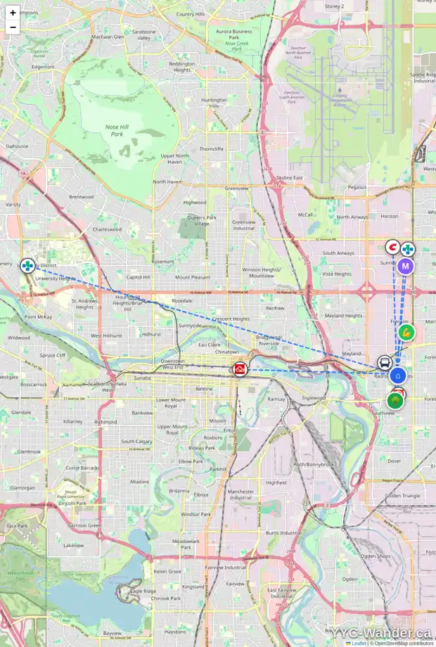 Daily accessibility map for 867 RAYNARD CR SE, Calgary showing nearby schools, grocery stores, parks, LRT stations and nearby amenities