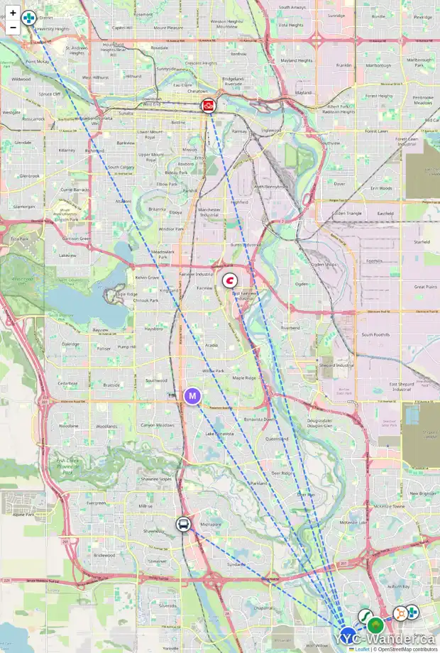 Daily accessibility map for 147 CRANBROOK DR SE, Calgary showing nearby schools, grocery stores, parks, LRT stations and nearby amenities