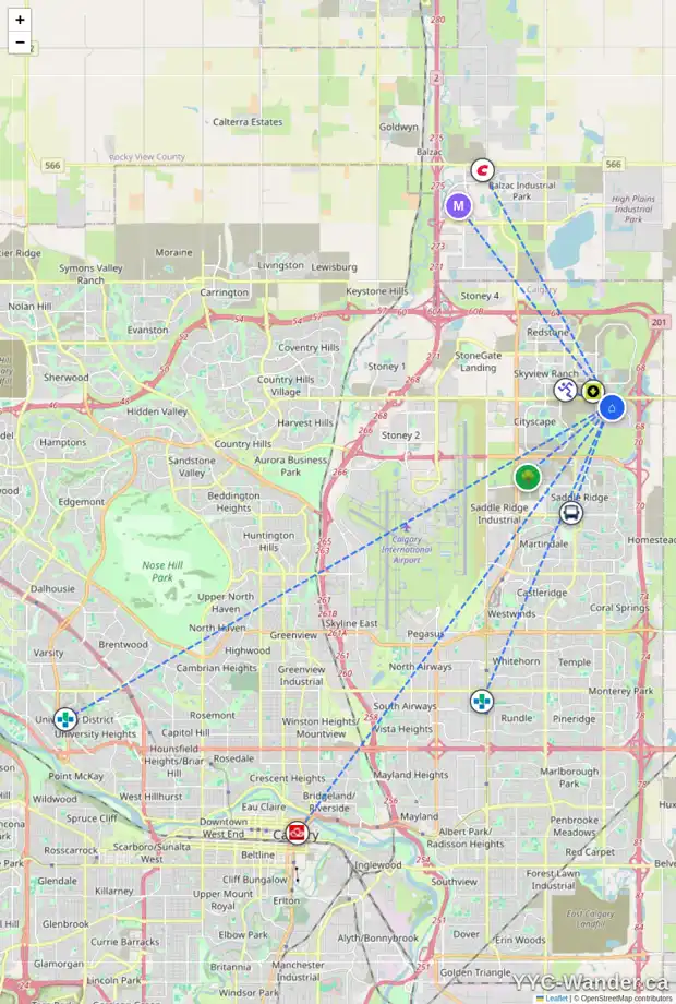 Daily accessibility map for 114 CORNER MEADOWS CM NE, Calgary showing nearby schools, grocery stores, parks, LRT stations and nearby amenities