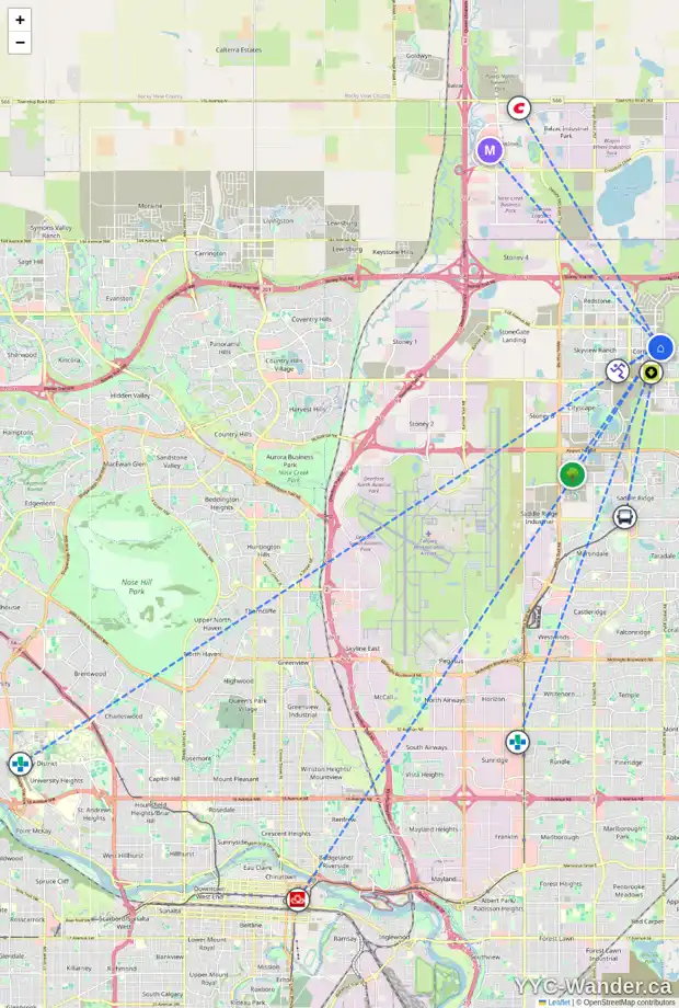 Daily accessibility map for 313 CORNERSTONE MR NE, Calgary showing nearby schools, grocery stores, parks, LRT stations and nearby amenities
