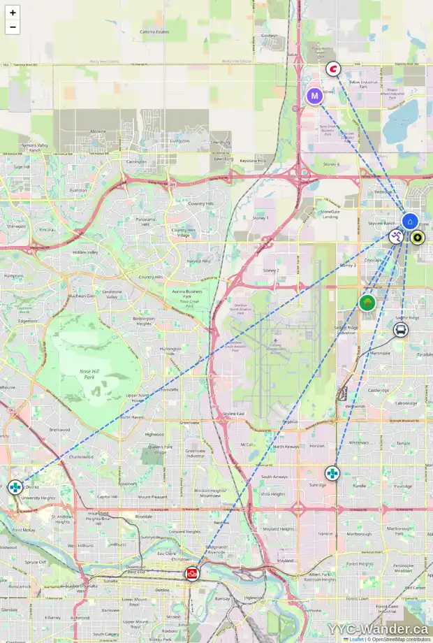Daily accessibility map for 288 CORNERSTONE PS NE, Calgary showing nearby schools, grocery stores, parks, LRT stations and nearby amenities