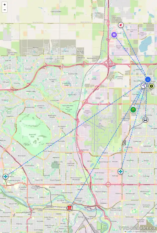 Daily accessibility map for 187 CORNERSTONE PS NE, Calgary showing nearby schools, grocery stores, parks, LRT stations and nearby amenities