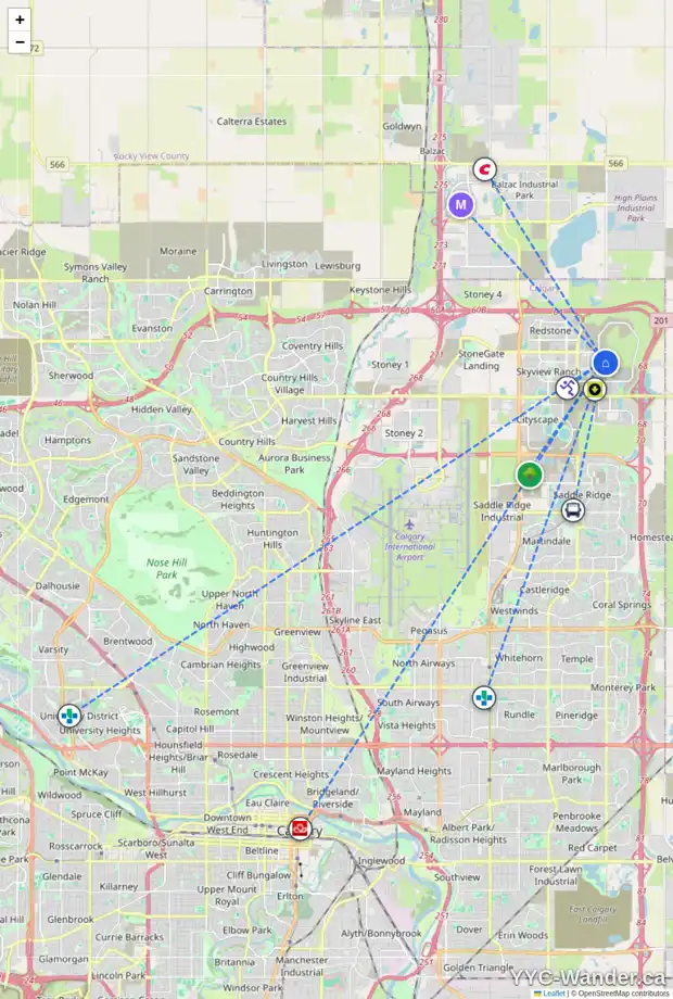 Daily accessibility map for 232 CORNERSTONE MR NE, Calgary showing nearby schools, grocery stores, parks, LRT stations and nearby amenities