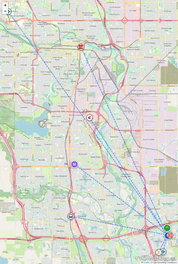 Daily accessibility map for 121 AUBURN MEADOWS WK SE, Calgary showing nearby schools, grocery stores, parks, LRT stations and nearby amenities