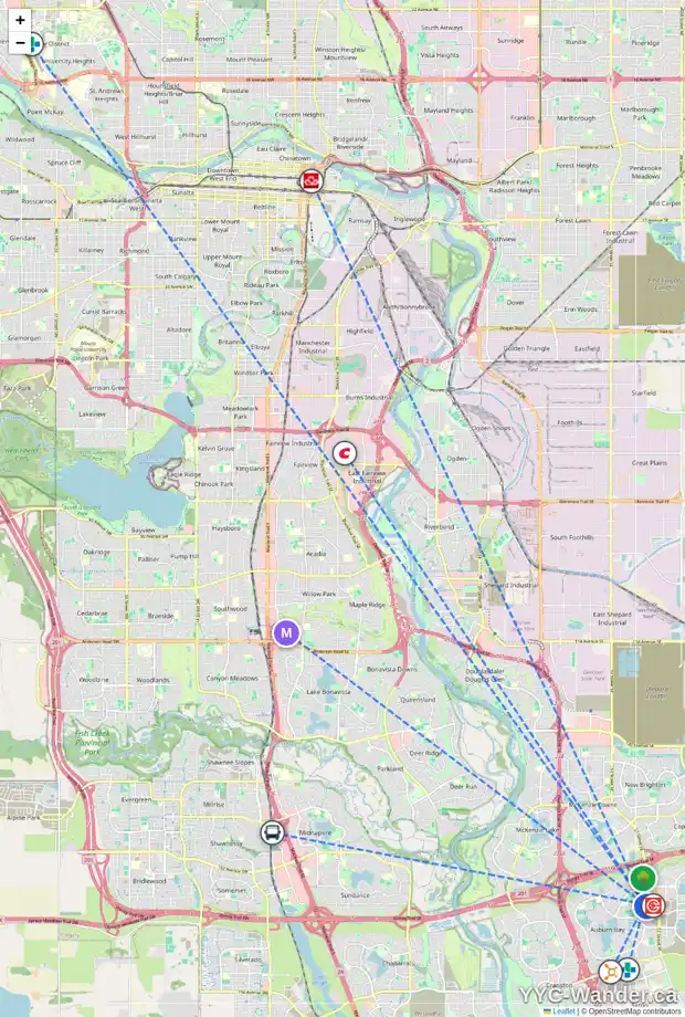 Daily accessibility map for 147 AUBURN MEADOWS WK SE, Calgary showing nearby schools, grocery stores, parks, LRT stations and nearby amenities