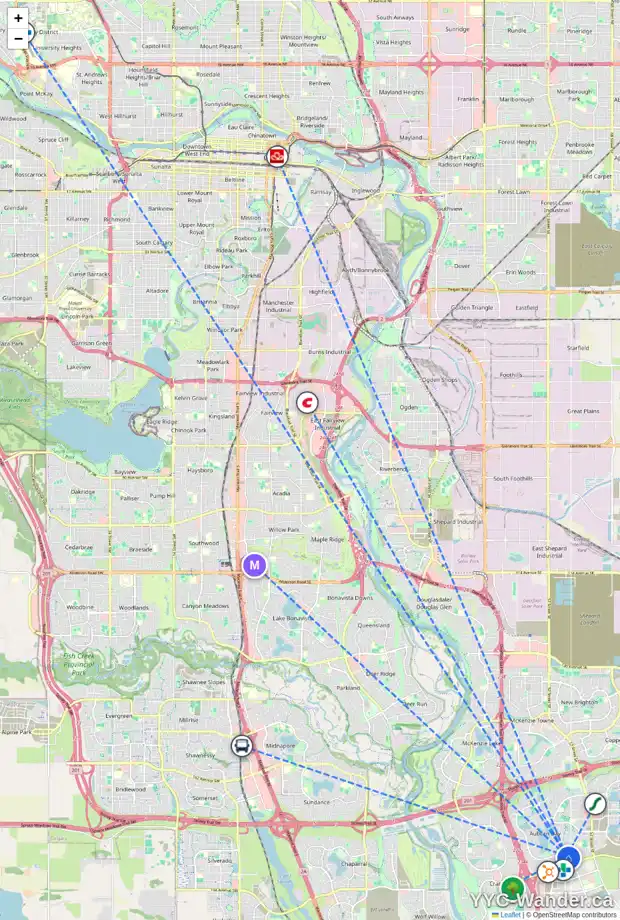 Daily accessibility map for 522 AUBURN BAY CI SE, Calgary showing nearby schools, grocery stores, parks, LRT stations and nearby amenities