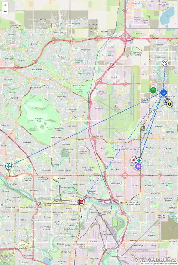 Daily accessibility map for 195 SAVANNA PR NE, Calgary showing nearby schools, grocery stores, parks, LRT stations and nearby amenities