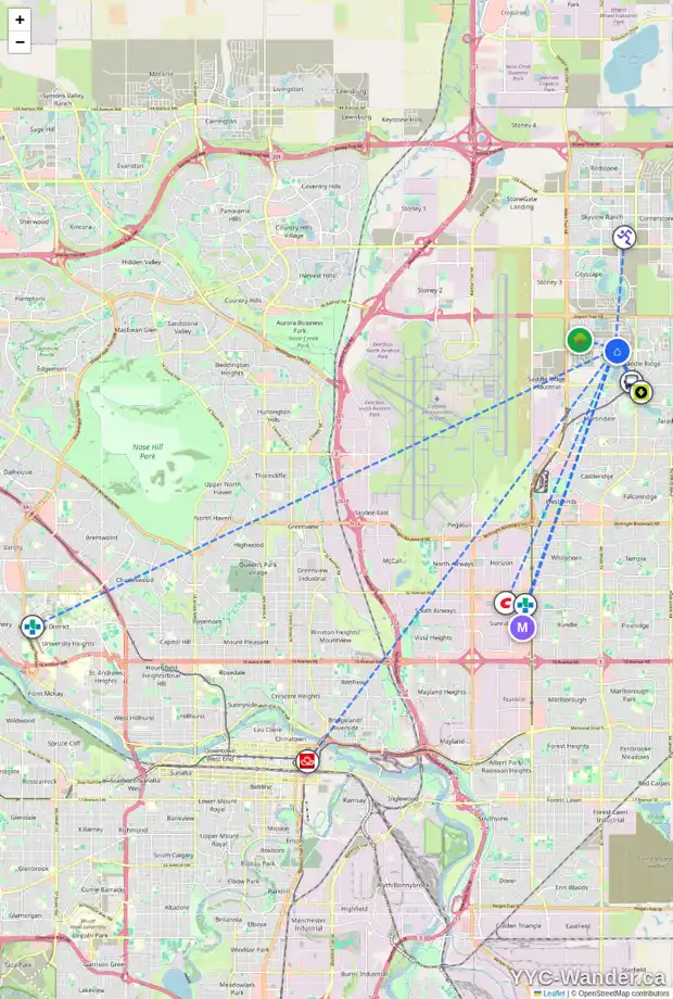 Daily accessibility map for 171 SAVANNA PR NE, Calgary showing nearby schools, grocery stores, parks, LRT stations and nearby amenities