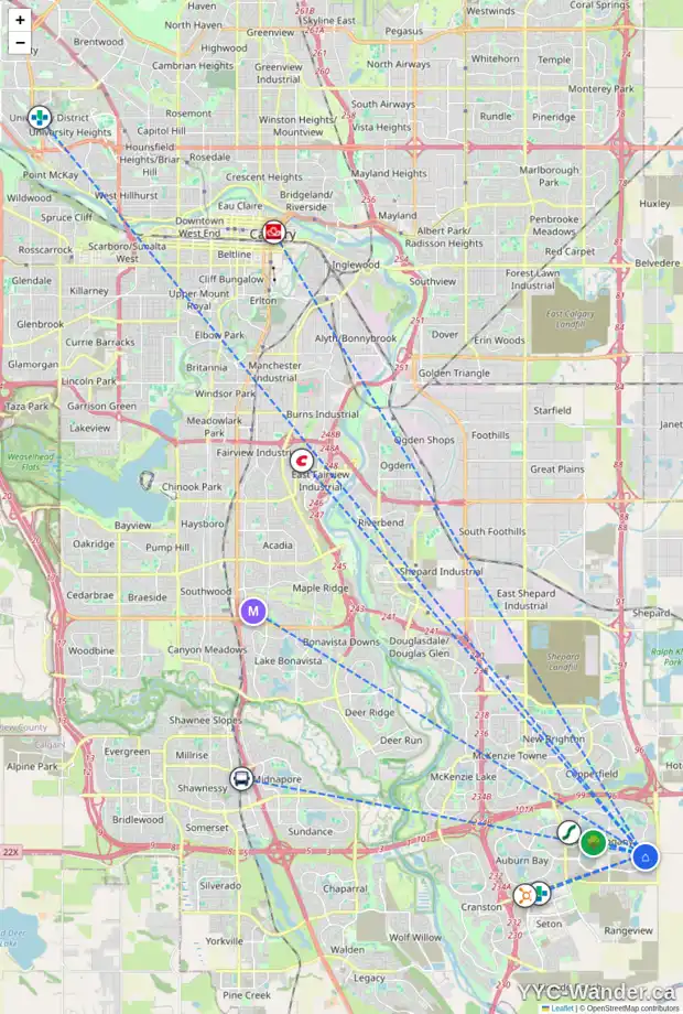 Daily accessibility map for 946 MAHOGANY BV SE, Calgary showing nearby schools, grocery stores, parks, LRT stations and nearby amenities
