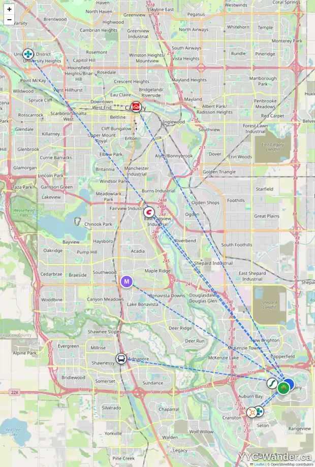 Daily accessibility map for 130 MAHOGANY CV SE, Calgary showing nearby schools, grocery stores, parks, LRT stations and nearby amenities