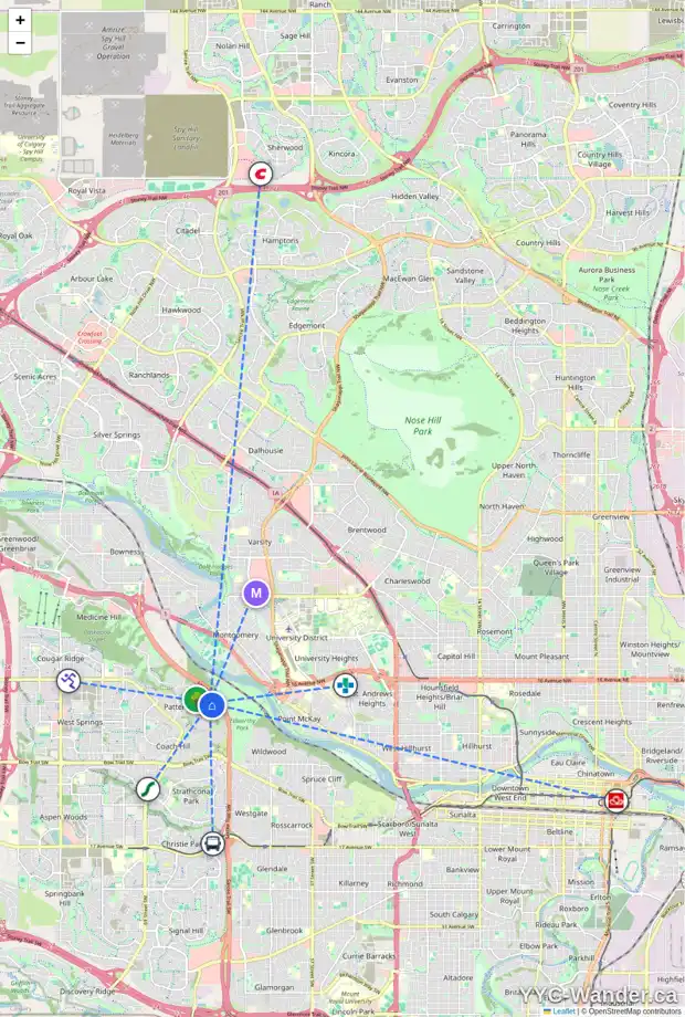 Daily accessibility map for 337 PATINA CO SW, Calgary showing nearby schools, grocery stores, parks, LRT stations and nearby amenities