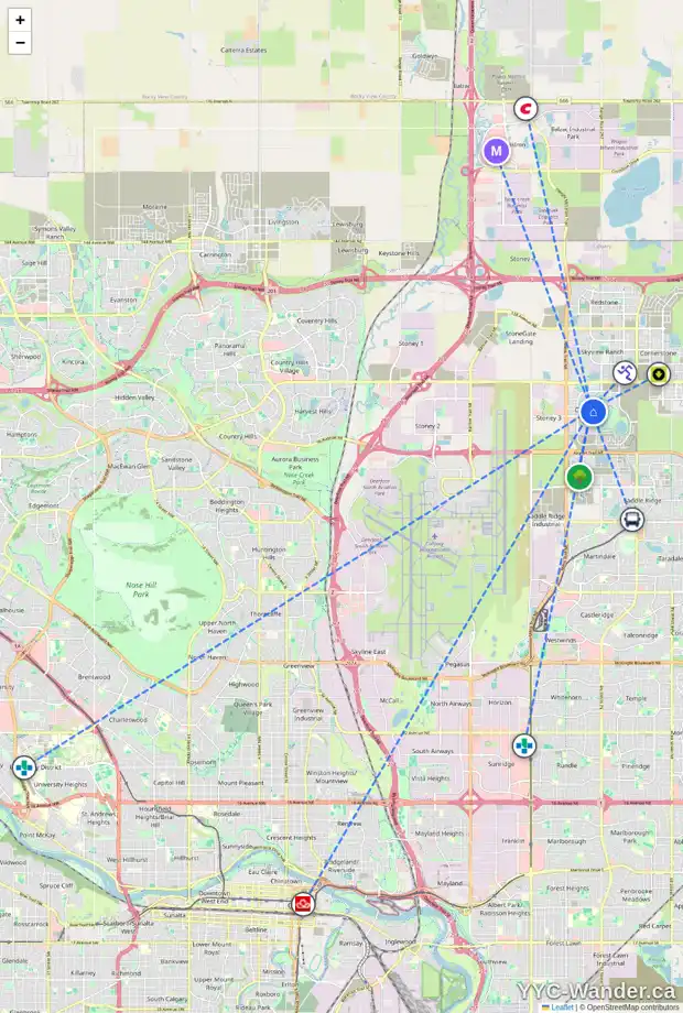 Daily accessibility map for 161 CITYSCAPE WY NE, Calgary showing nearby schools, grocery stores, parks, LRT stations and nearby amenities