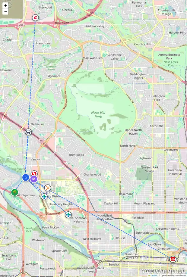 Daily accessibility map for 3359 VARNA CR NW, Calgary showing nearby schools, grocery stores, parks, LRT stations and nearby amenities