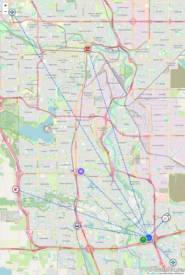 Daily accessibility map for 40 MCKERRELL CL SE, Calgary showing nearby schools, grocery stores, parks, LRT stations and nearby amenities