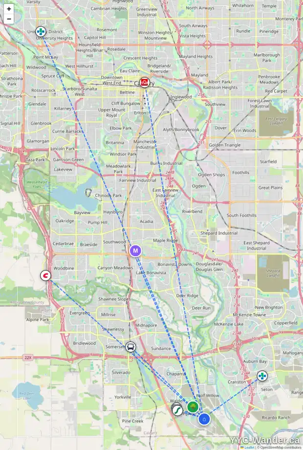 Daily accessibility map for 94 LEGACY GLEN VW SE, Calgary showing nearby schools, grocery stores, parks, LRT stations and nearby amenities