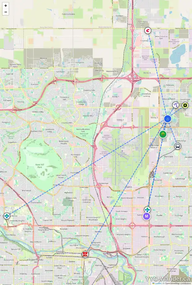 Daily accessibility map for 67 CITYSIDE GR NE, Calgary showing nearby schools, grocery stores, parks, LRT stations and nearby amenities