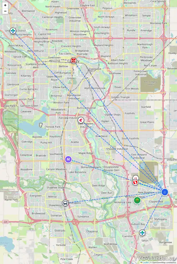 Daily accessibility map for 4413 755 COPPERPOND BV SE, Calgary showing nearby schools, grocery stores, parks, LRT stations and nearby amenities