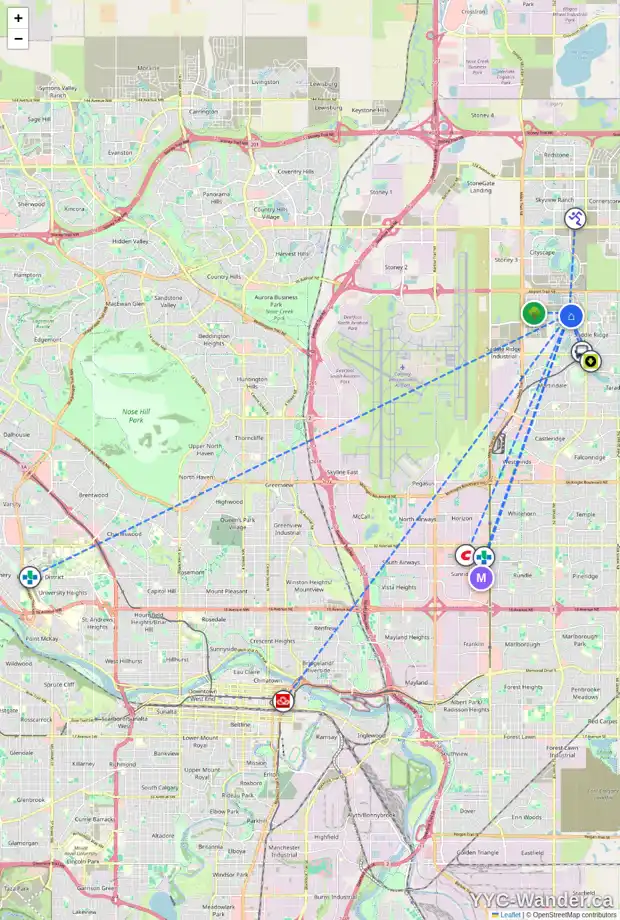 Daily accessibility map for 141 SAVANNA ST NE, Calgary showing nearby schools, grocery stores, parks, LRT stations and nearby amenities