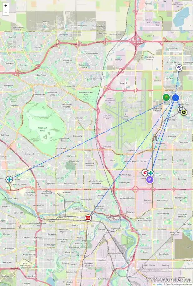Daily accessibility map for 509 SAVANNA BV NE, Calgary showing nearby schools, grocery stores, parks, LRT stations and nearby amenities