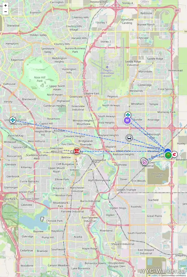 Daily accessibility map for 59 APPLEMEAD CO SE, Calgary showing nearby schools, grocery stores, parks, LRT stations and nearby amenities