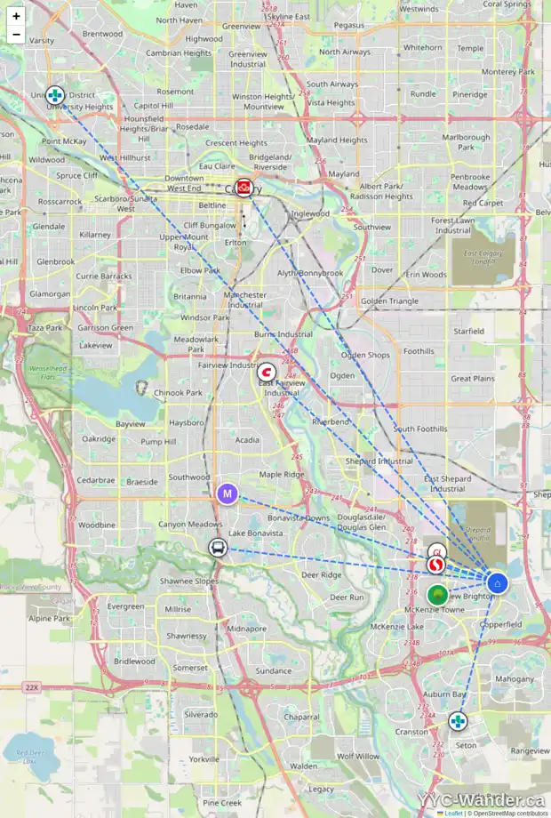 Daily accessibility map for 1012 121 COPPERPOND CM SE, Calgary showing nearby schools, grocery stores, parks, LRT stations and nearby amenities