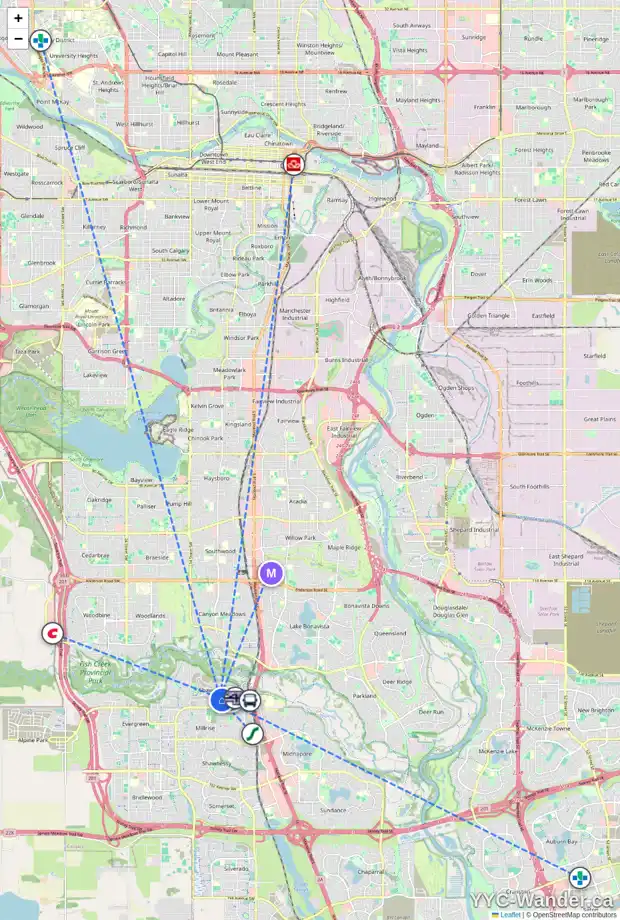 Daily accessibility map for 331 SHAWNEE BV SW, Calgary showing nearby schools, grocery stores, parks, LRT stations and nearby amenities