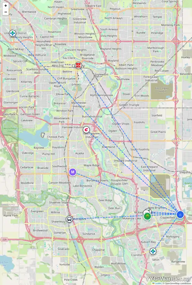 Daily accessibility map for 95 COPPERSTONE CM SE, Calgary showing nearby schools, grocery stores, parks, LRT stations and nearby amenities