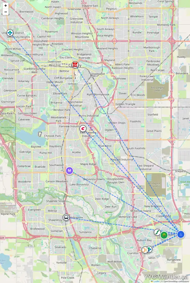Daily accessibility map for 29 MASTERS ST SE, Calgary showing nearby schools, grocery stores, parks, LRT stations and nearby amenities