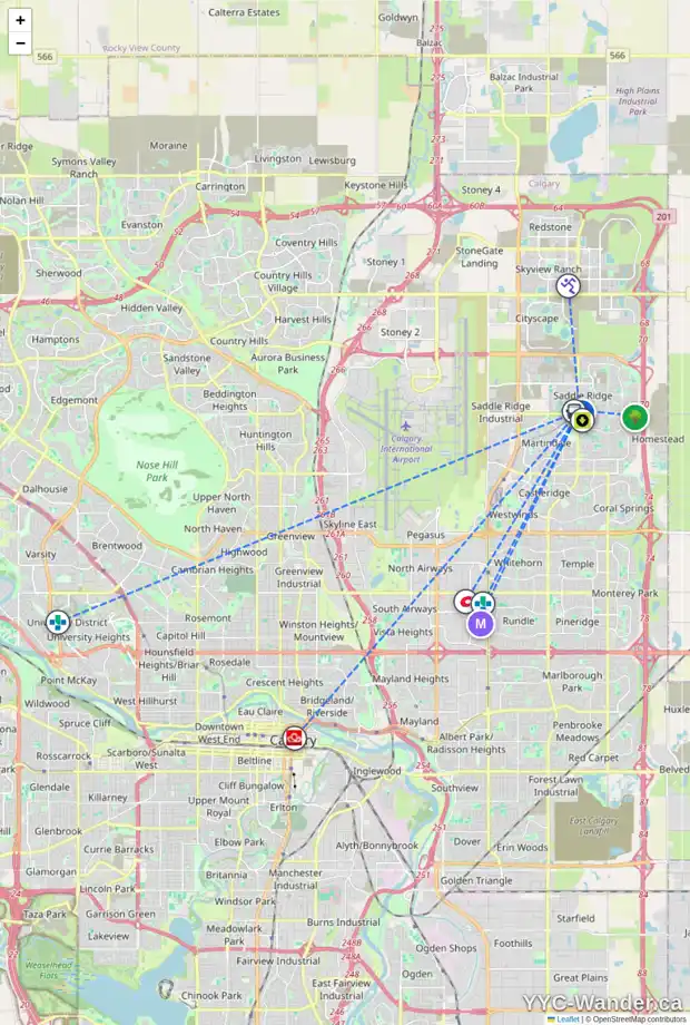 Daily accessibility map for 1403 6118 80 AV NE, Calgary showing nearby schools, grocery stores, parks, LRT stations and nearby amenities