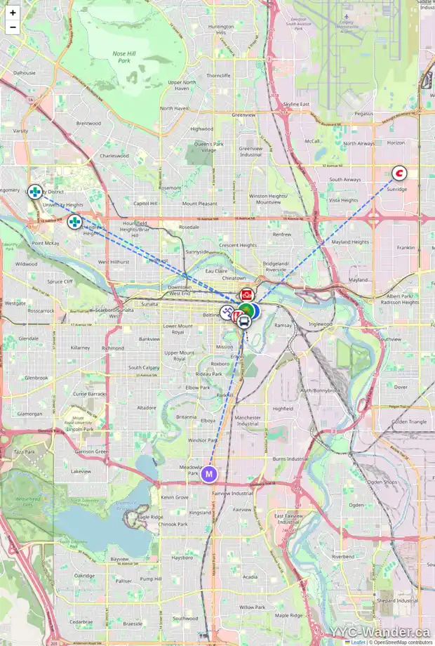 Daily accessibility map for 3302 1122 3 ST SE, Calgary showing nearby schools, grocery stores, parks, LRT stations and nearby amenities