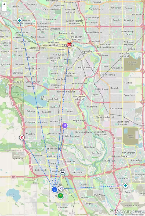 Daily accessibility map for 279 SILVERADO PLAINS PA SW, Calgary showing nearby schools, grocery stores, parks, LRT stations and nearby amenities