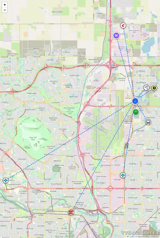 Daily accessibility map for 238 CITYSIDE GV NE, Calgary showing nearby schools, grocery stores, parks, LRT stations and nearby amenities
