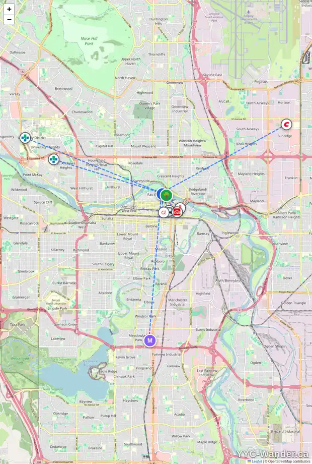 Daily accessibility map for 110 51 WATERFRONT ME SW, Calgary showing nearby schools, grocery stores, parks, LRT stations and nearby amenities