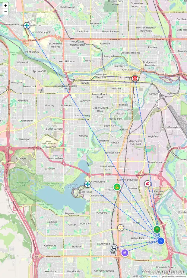 Daily accessibility map for 10716 MAPLESHIRE CR SE, Calgary showing nearby schools, grocery stores, parks, LRT stations and nearby amenities